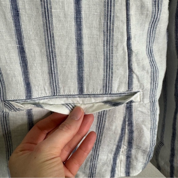 Chico's Womens Size 16 100% Open Front Striped Casual Blazer Jacket Fringe Boho - Picture 3 of 10